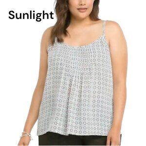 Torrid Tile Print Pleated Sleeveless Cami Womens Plus Size 1X Comfy-Relaxed Fit